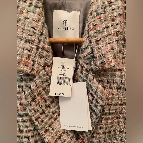 Anine Bing Diana Tweed Blazer Lavender Size Small NEW RARE - Picture 7 of 16